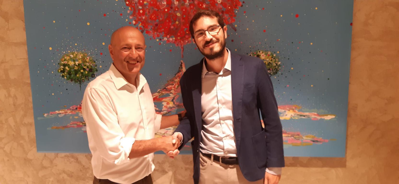 Marcello Mangia with the mayor of Sciacca, Fabio Termine
