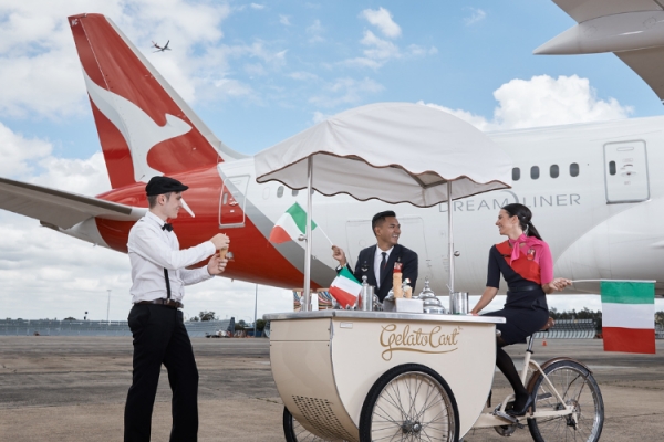 Qantas and Aeroporti di Roma. The first direct flight from Australia to Europe