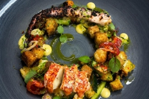Panzanella with lobster and grilled octopus.