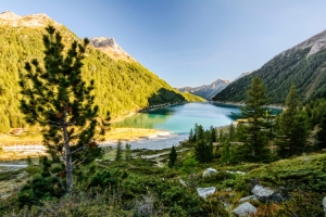 Cold bathing in the Aurina Valley lakes in Caminata di Tures, Alto Adige