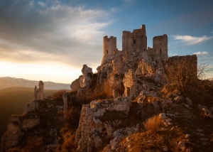Rocca Calascio in the Gran Sasso. Soaring fortifications in the Abruzzo National Park