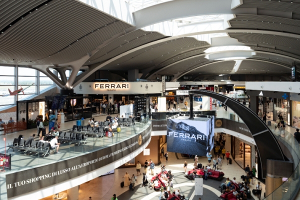 A new Ferrari Spazio Bollicine opens at Rome Fiumicino Airport