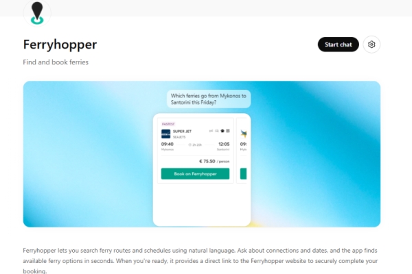 Ferryhopper launches on ChatGP, revolutionizing ferry booking
